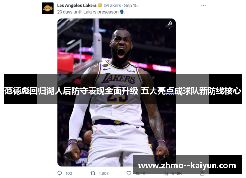 范德彪回归湖人后防守表现全面升级 五大亮点成球队新防线核心